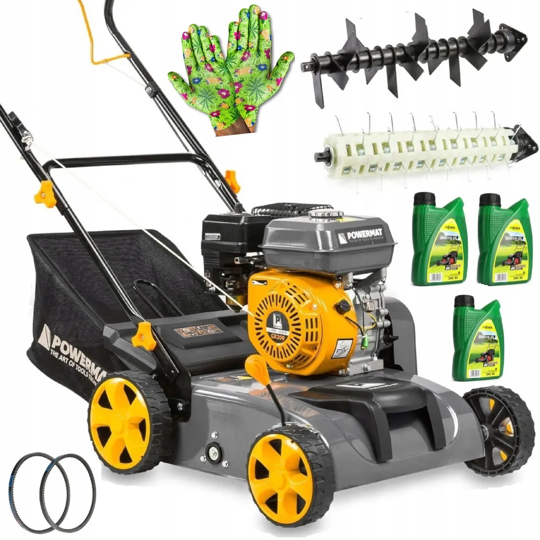 MOCNY AERATOR WERTYKULATOR SPALINOWY 6,5KM DO TRAWY 3W1 + GRATIS OLEJE