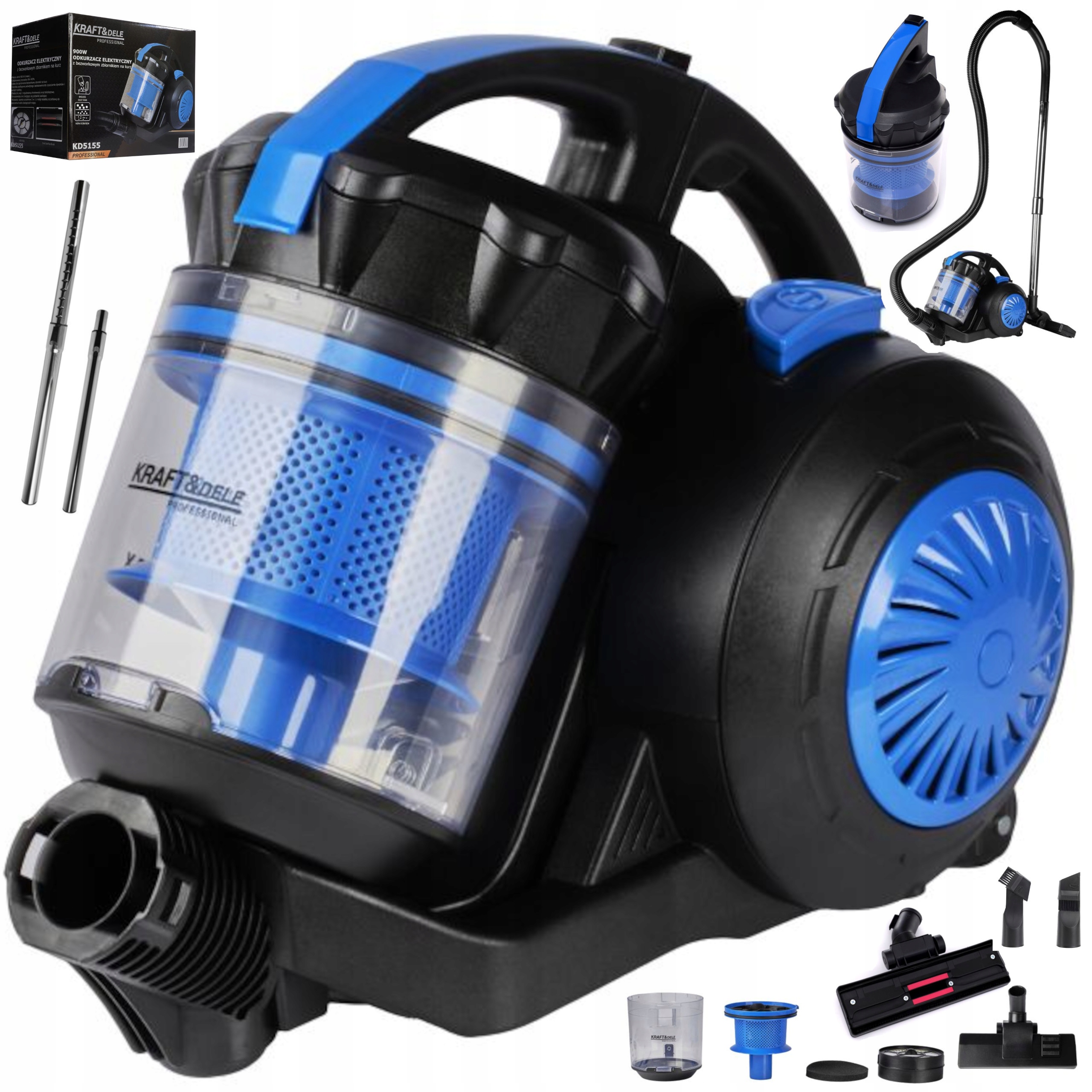 Odkurzacz bezworkowy cyklonowy Kraft&Dele KD5155 2L z filtrem HEPA