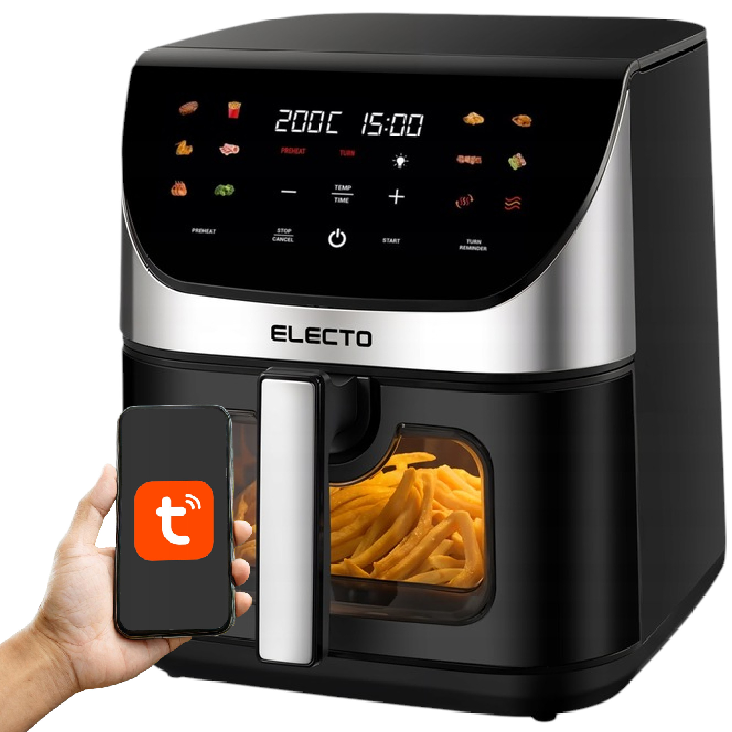 Frytkownica beztłuszczowa Electo Color WiFi Fritta 8L 2000W z aplikacją Tuya i kolorowym wyświetlaczem