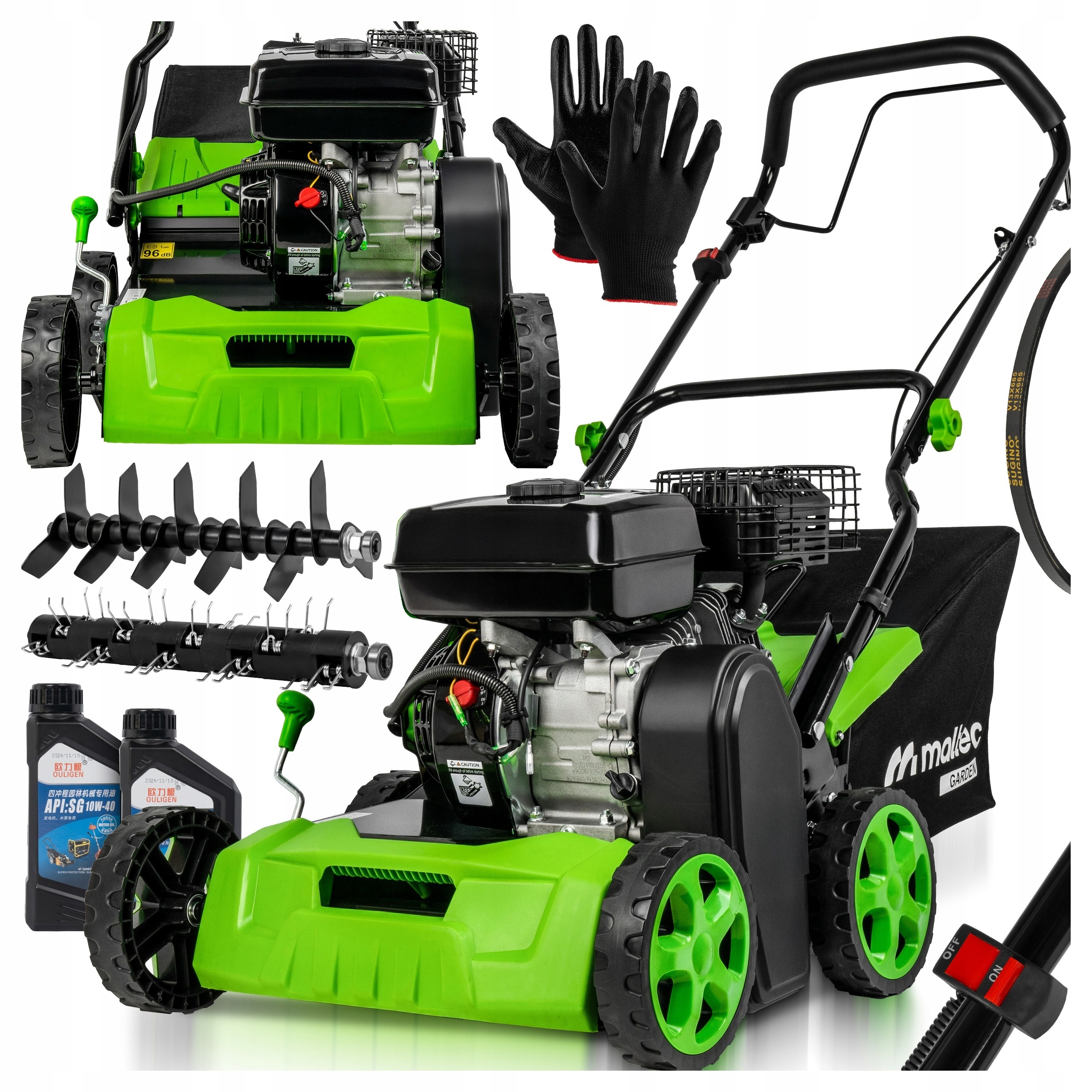 AERATOR WERTYKULATOR SPALINOWY DO TRAWY 40CM KOSZ 50L DWA WAŁKI AREATOR