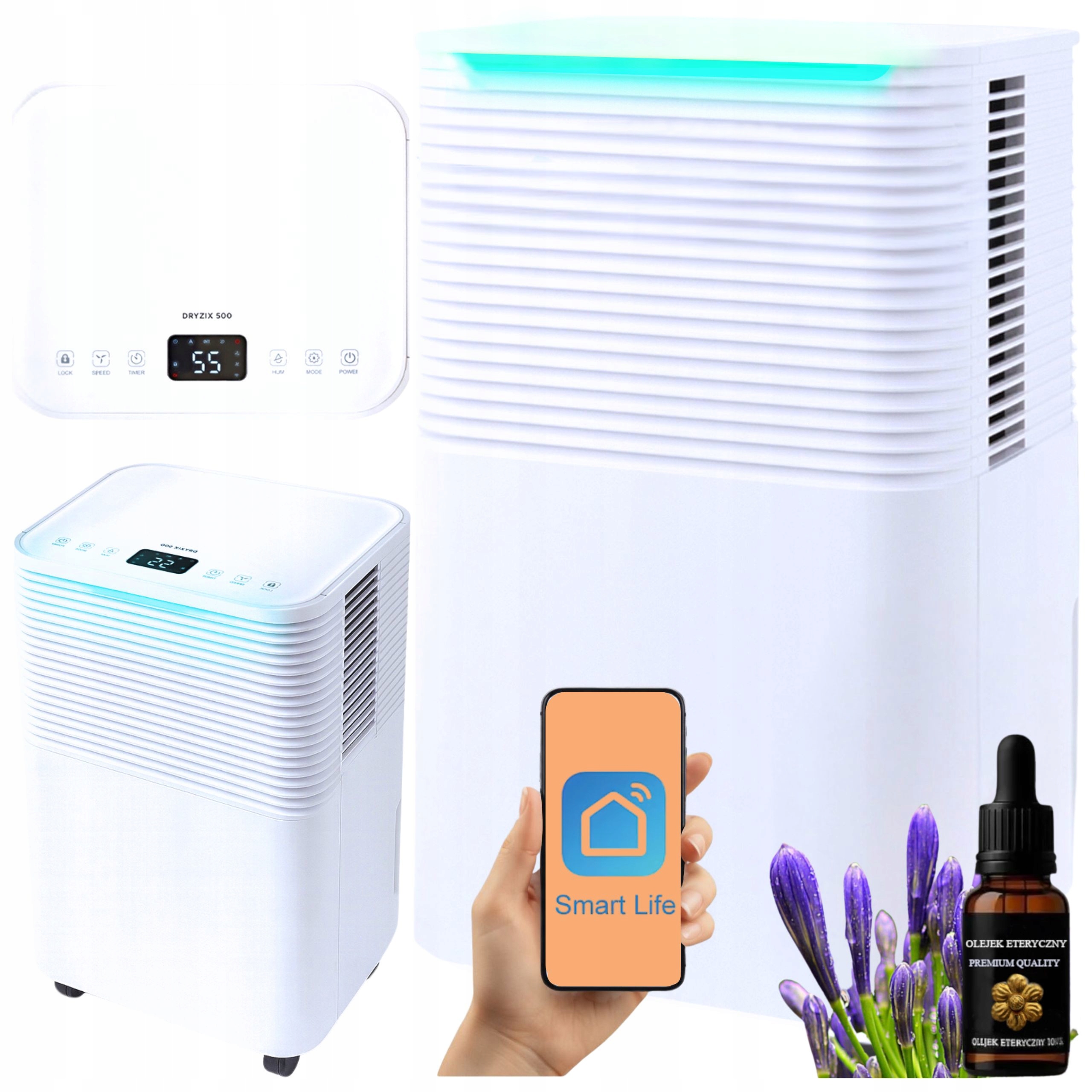 WYDAJNY OSUSZACZ POWIETRZA POCHŁANIACZ WILGOCI CICHY DRYZIX 500 WiFi TIMER 12L/24H